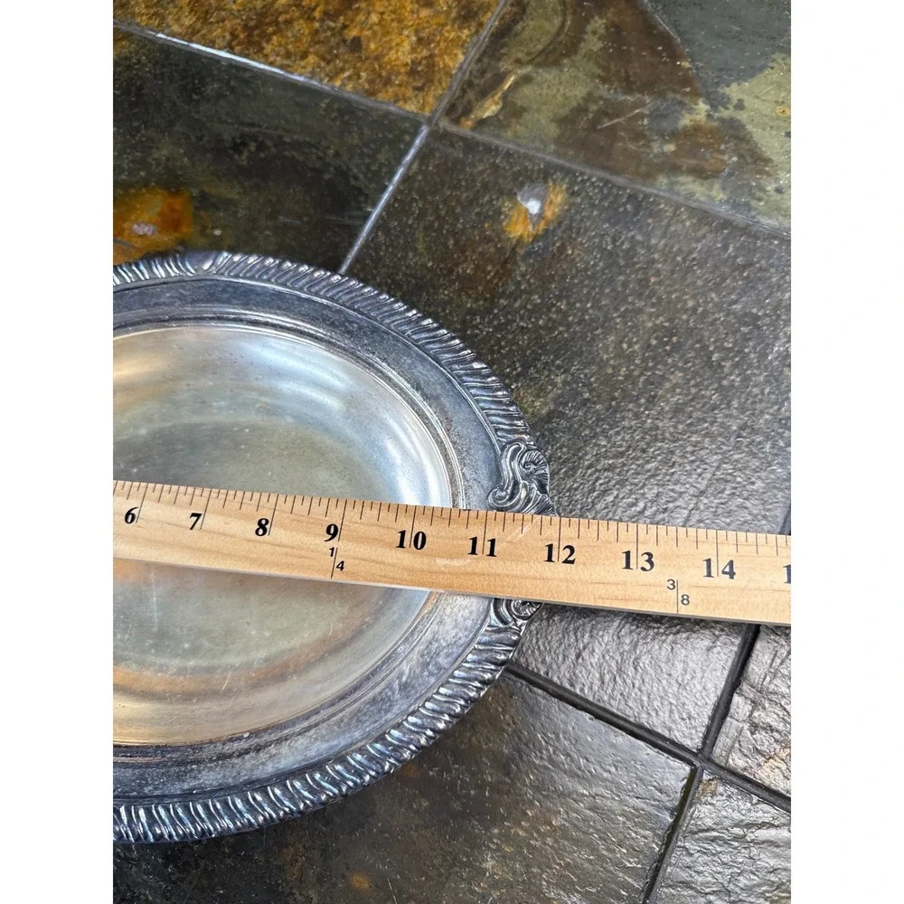 Vintage Silver on Copper Oval Serving Bowl 12